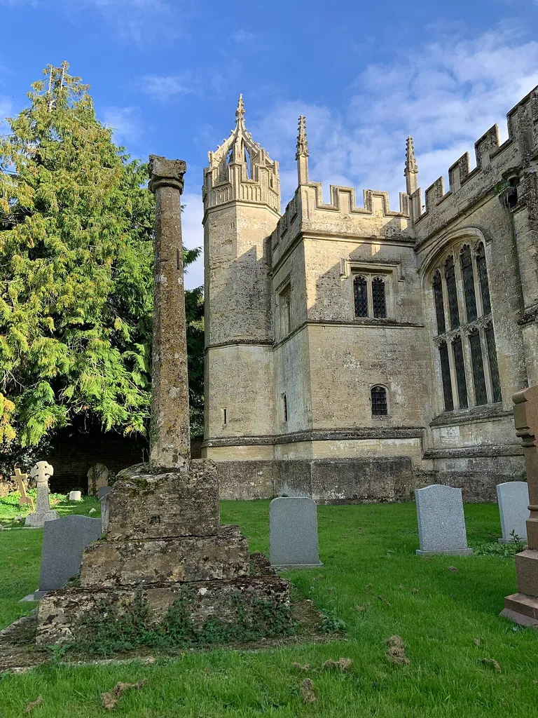 Medieval cross in the churchyard of All Saints' Church, Hillesden, Buckinghamshire
