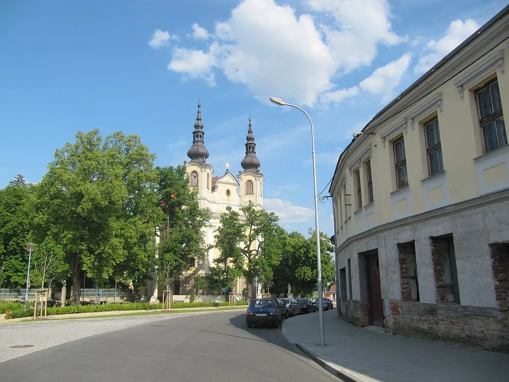 Kvasice in Kroměříž District, Czech Republic. Church.