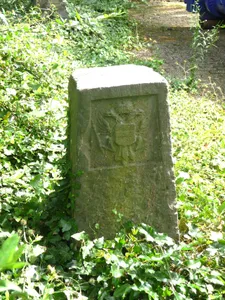 border marker with the Austrian coat of arms at Thermenmuseum