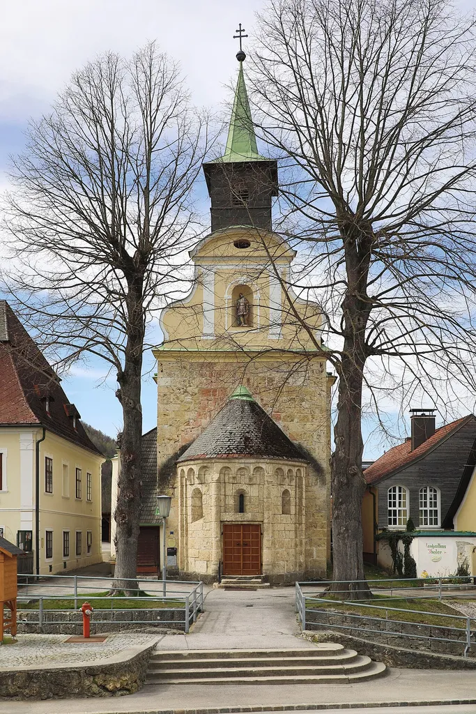 East view of the parish church of Thernberg in Lower Austria.