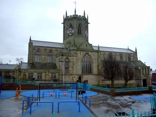 Church of St Chad, Rawling Road, Bensham. It was designed by W.S. Hicks in 1903 in the Gothic style and opened in 1903 to serve the inhabitants of the many rows of new terraces that were being built in Bensham and Saltwell. There is a more distant view here 1597487 "An expensive and accomplished town church" http://www.twsitelines.info/Siteline.nsf/SMR/A0D87258C5B9E24B80257638004EB466?opendocument