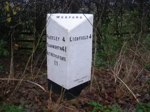 Milepost, Roman Road, N of Weeford Church