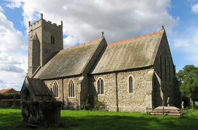 All Saints' parish church, Boughton, Norfolk, seen from south-southeast