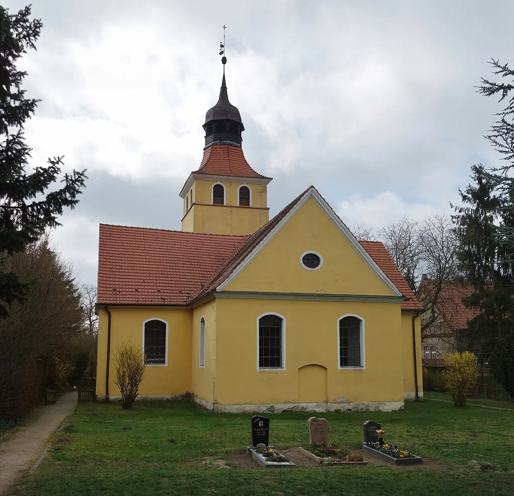 North-north-eastern view of the church in Grünefeld , Schönwalde-Glien municipality , Havelland district, Brandenburg state, Germany.