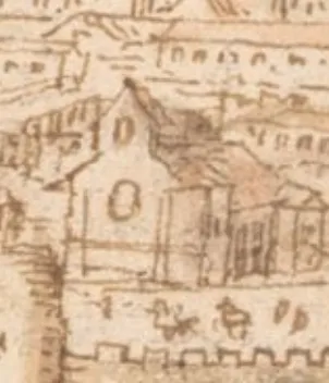 Detail from the final view of Madrid drawing, showing the erstwhile church of Saint Giles