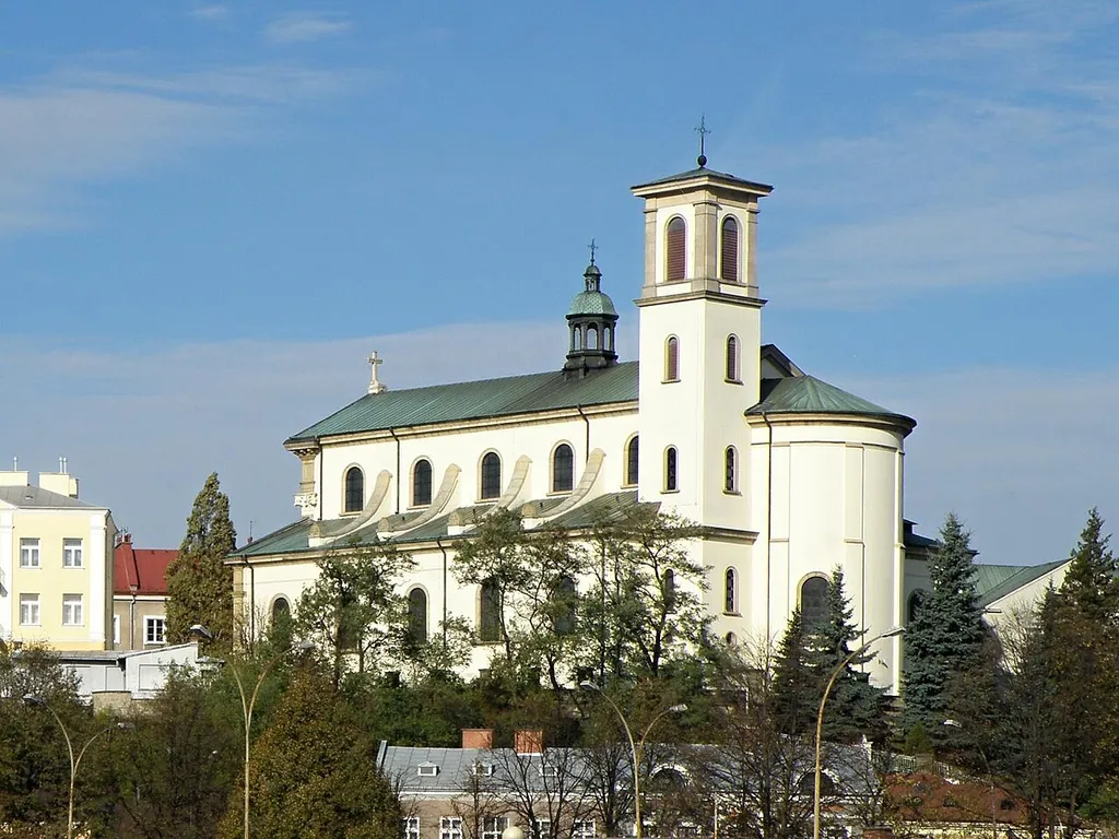 Gorlice, widok na kościół farny, obecnie bazylikę mniejszą.
