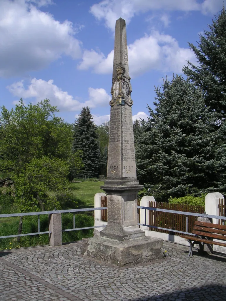 Kursächsische Postmeilensäule von 1727 in Frohburg, Ecke Bahnhofstr./August-Bebel-Str.