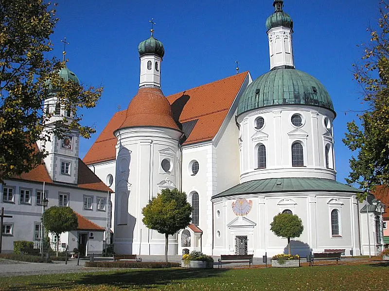 Pilgrimage church Klosterlechfeld near Landsberg am Lech, Bavaria, Germany. Total view.