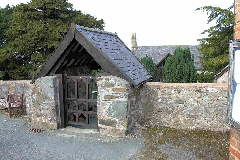 Corpus Christi, Tremeirchion, Denbighshire - a Grade II* 14th century church, between the village school and the inn, has an 800 year old yew tree, and was renowned for a wonder-working cross: dating mainly from the 14th and 15th centuries. Has a mail-clad knight of about 1280 carved from stone.