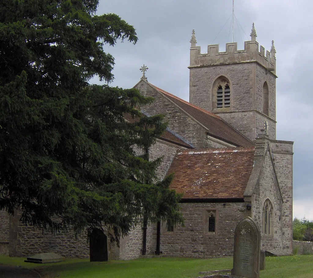 North side of St Lawrence's parish church, Westbury-sub-Mendip, Somerset, seen from the east