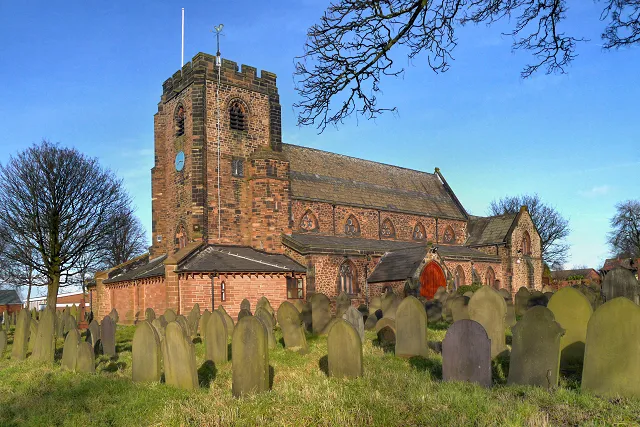 St Nicholas' parish church, New Street, Sutton, Merseyside, seen from the southwest