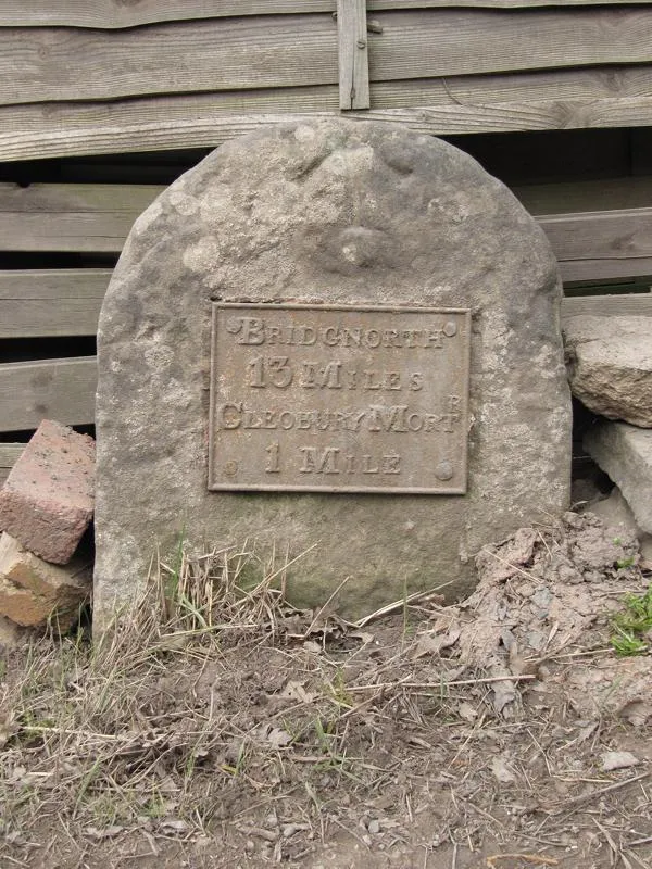Old Milestone by the B4363, Railway Cottages, Neen Savage Parish