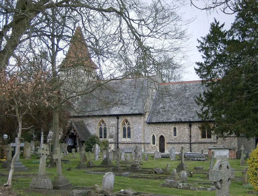 Church of England parish church of All Saints, Rotherfield Peppard, Oxfordshire: view from the south
