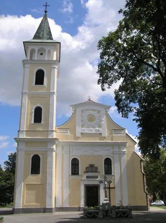 Photo of the Church of the Nativity of the blessed virgin Mary in Michalovce, taking from the front