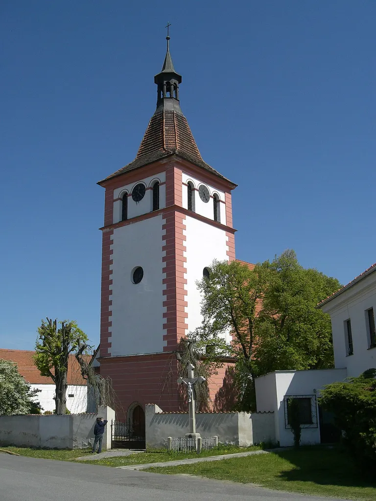 Oslov village in Písek district, Czech Republic. Church