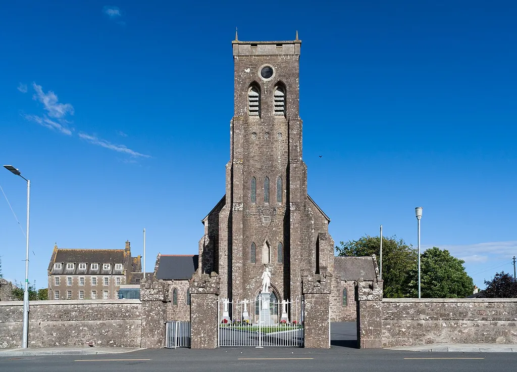 St. James' Church as seen from the street with its tower at its western side which was added in 1870.