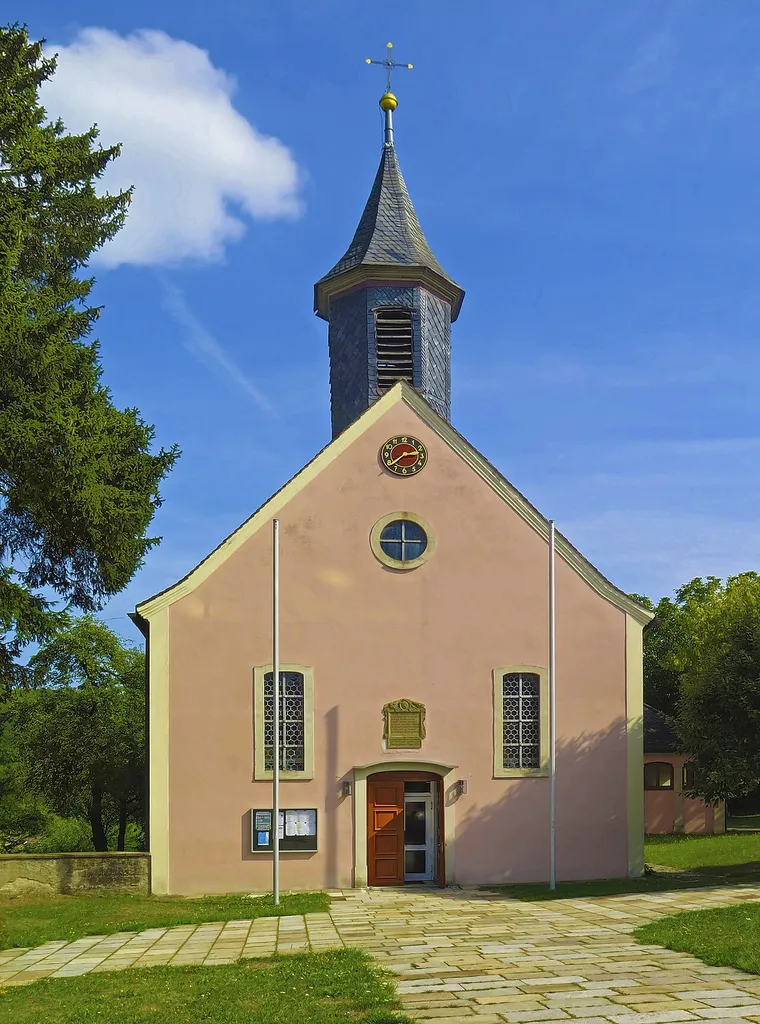 Catholic parish church of Saint Lawrence, gable settled hall with recessed choir, gabled roof, renovated 1614