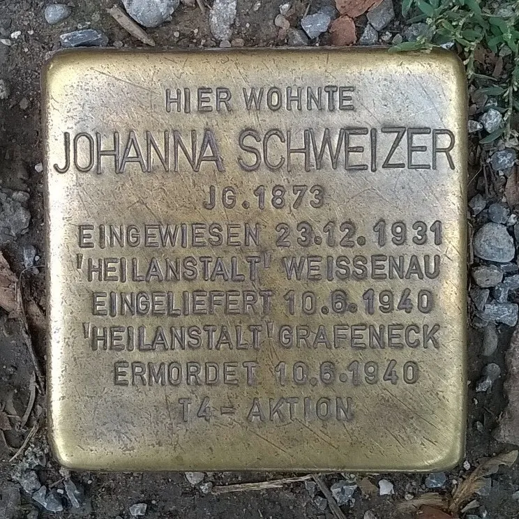 Stolperstein dedicated to Johanna Schweizer