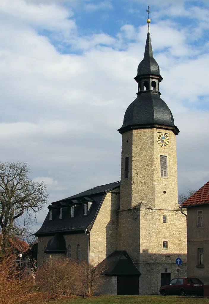Kulturdenkmal in Dornburg/Saale: St.-Jacobi-Kirche Westansicht (Thüringen) Foto Wolfgang Pehlemann IMG_0429.jpg