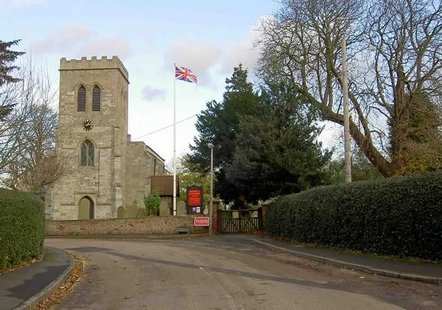St. Peter's church Laneham Notice flood sign which was true.