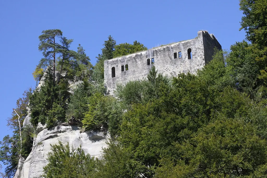 Grasburg Ruins, View from the edge of the Sense River, Wahlern