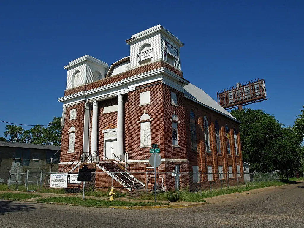 Front (west) side of the Mt. Zion AME Zion Church in Montgomery, Alabama.