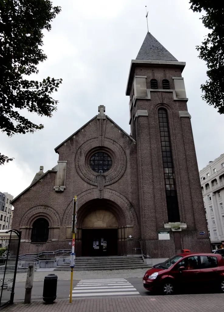 Facade of the Church of Our Lady of the Annunciation in Ixelles (Brussels), Belgium