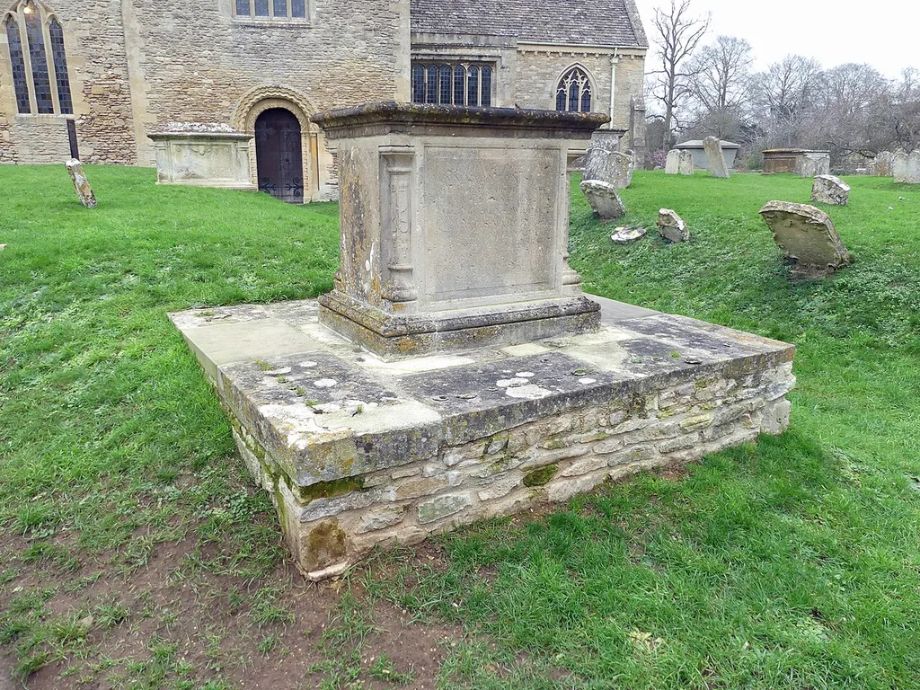 Grade II listed building in Bampton, Oxfordshire. Listed as "Chest tomb to Ann Yarnton and William Breakspear, in churchyard of St Mary's, circa 22 metres south of south transept". .mw-parser-output .messagebox{margin:4px 0;width:auto;border-collapse:collapse;border:2px solid var(--border-color-progressive,#6485d1);background-color:var(--background-color-neutral-subtle,#fbfcff);color:var(--color-base,#202122);box-sizing:border-box;border-inline-start-width:8px}.mw-parser-output .messagebox.mbox-small{font-size:88%;line-height:1.25em}.mw-parser-output .mbox-warning,.mw-parser-output .mbox-speedy{border:2px solid var(--border-color-error,#b22222);background:var(--background-color-error-subtle,#ffdbdb);border-inline-start-width:8px}.mw-parser-output .mbox-serious,.mw-parser-output .mbox-delete,.mw-parser-output .mbox-stop{border:2px solid var(--border-color-error,#b22222);border-inline-start-width:8px}.mw-parser-output .mbox-issue,.mw-parser-output .mbox-content{border:2px solid #f28500;background:var(--background-color-warning-subtle,#ffe);border-inline-start-width:8px}.mw-parser-output .mbox-query,.mw-parser-output .mbox-style{border:2px solid #f4c430;background:var(--background-color-warning-subtle,#ffe);border-inline-start-width:8px}.mw-parser-output .mbox-shit{border:2px solid #960;border-inline-start-width:8px}.mw-parser-output .mbox-license{border:2px solid #88a;border-inline-start-width:initial}.mw-parser-output .mbox-legal{border:2px solid var(--border-color-notice,#666);background:var(--background-color-base,#fff);border-inline-start-width:8px}.mw-parser-output .mbox-honor{border:2px solid #ca3;background:var(--background-color-warning-subtle,#fcf4db);border-inline-start-width:8px}.mw-parser-output .mbox-growth{border:2px solid #8d4;background:var(--background-color-success-subtle,#d5fdf4);border-inline-start-width:8px}.mw-parser-output .mbox-move{border:2px solid #93c;border-inline-start-width:8px}.mw-parser-output .mbox-protection,.mw-parser-output .mbox-me