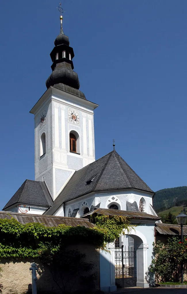 Parish church Saint Leonard with fortified cemetery in Gnesau, municipality Gnesau, district Feldkirchen, Carinthia / Austria / EU