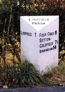 Milepost, S of Fosseway jct from Birmingham Road