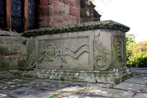 Vault, tombchest and memorial of the Hurleston family attached to east end of Church of St Peter