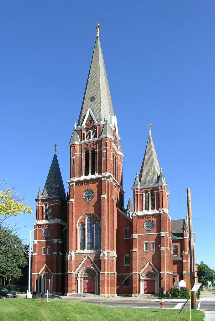 Saint Josaphat Kuntsevych Church — in Detroit, Michigan. Built in 1901, a Saint Josaphat Kuntsevych Roman Catholic Church in a Victorian blend of Gothic Revival and Romanesque Revival styles. On the National Register of Historic Places.