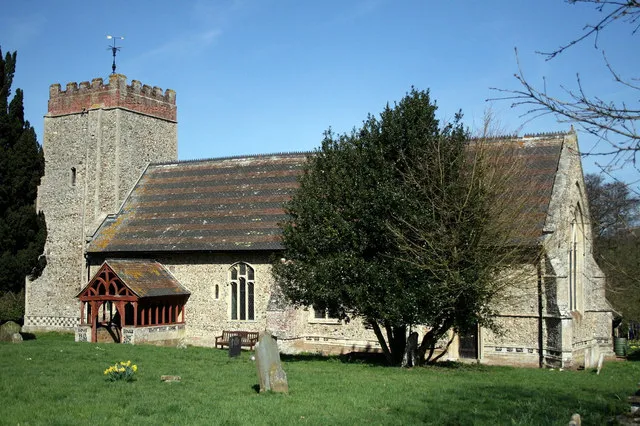 St Mary's parish church, Washbrook, Suffolk, seen from south-southeast