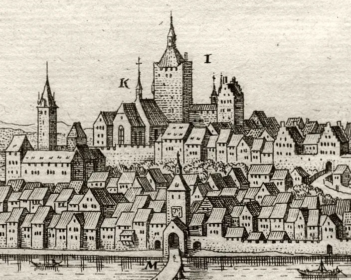 Breisach am Rhein, Burg: Ausschnitt aus dem Merian-Stich