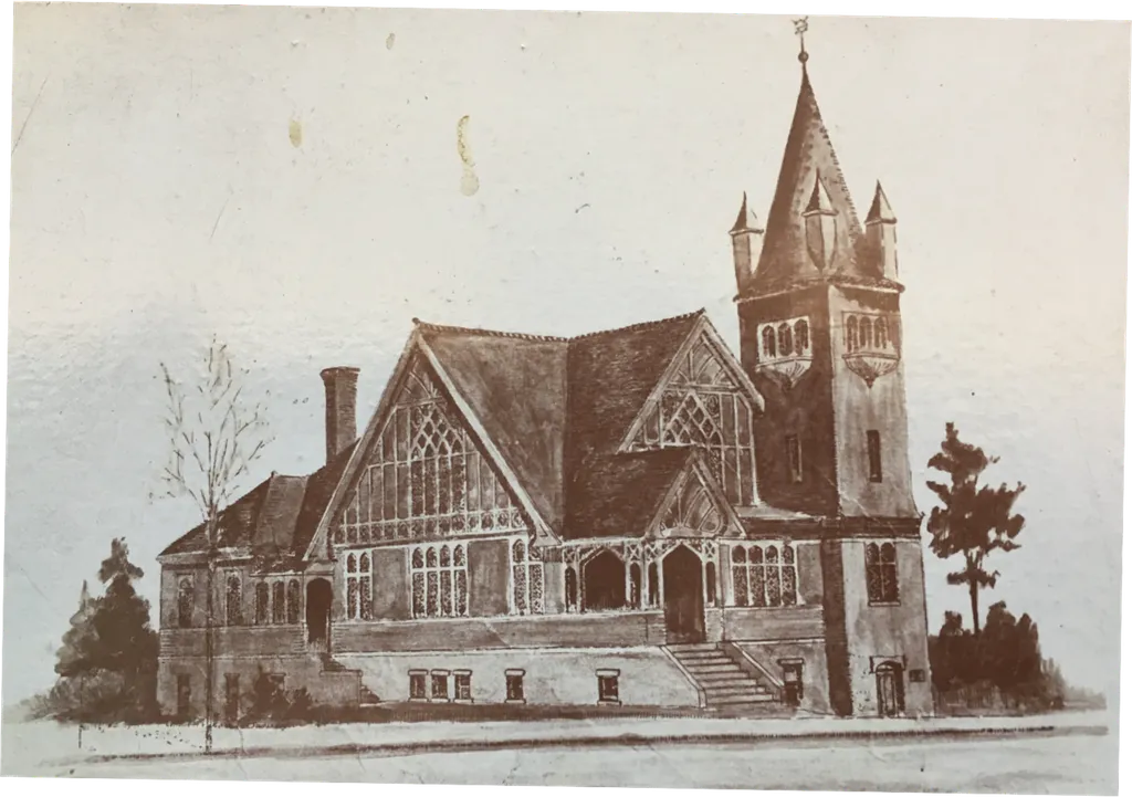 First Universalist church built in Atlanta, Georgia in 1900. Located at 16 East Harris Street. Sold April 1920.