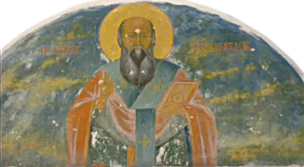 Fresco of Saint Athanasius in Saint Athanasius Church in Rantsi Ermakia