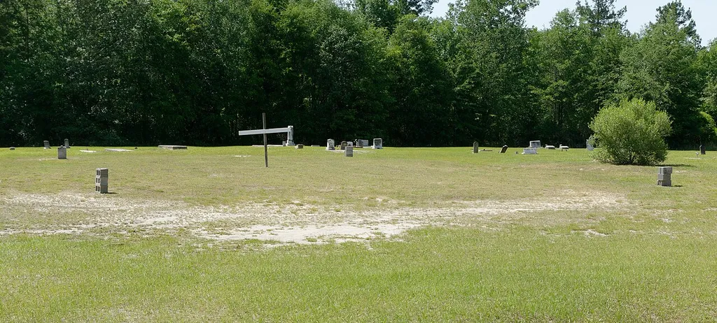 Carswell Grove Baptist Church and Cemetery - the original church is gone, but it was here and the four stacks of blocks seem to indicate its corners