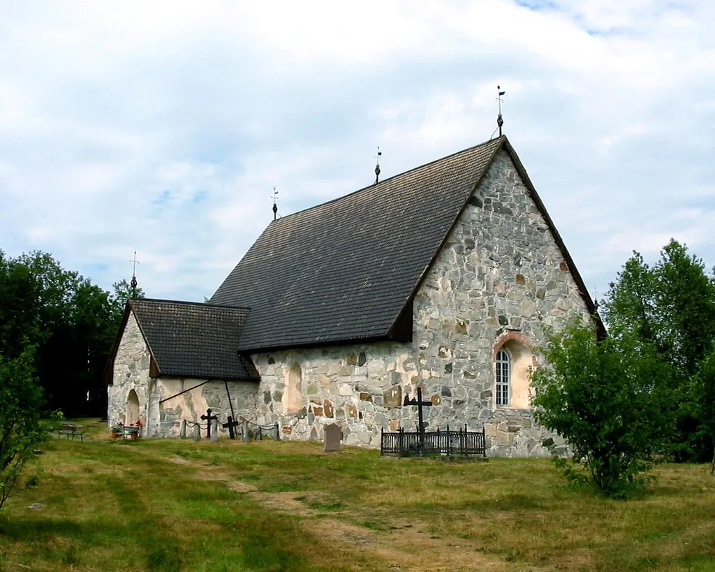 Medieval greystone church in Keminmaa (near the city Kemi) in Finland.