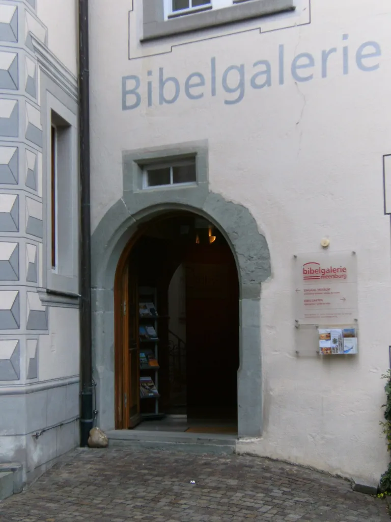 Meersburg, Germany, Biblical museum: Main entrance Stadtgraben/Kunkelgasse.