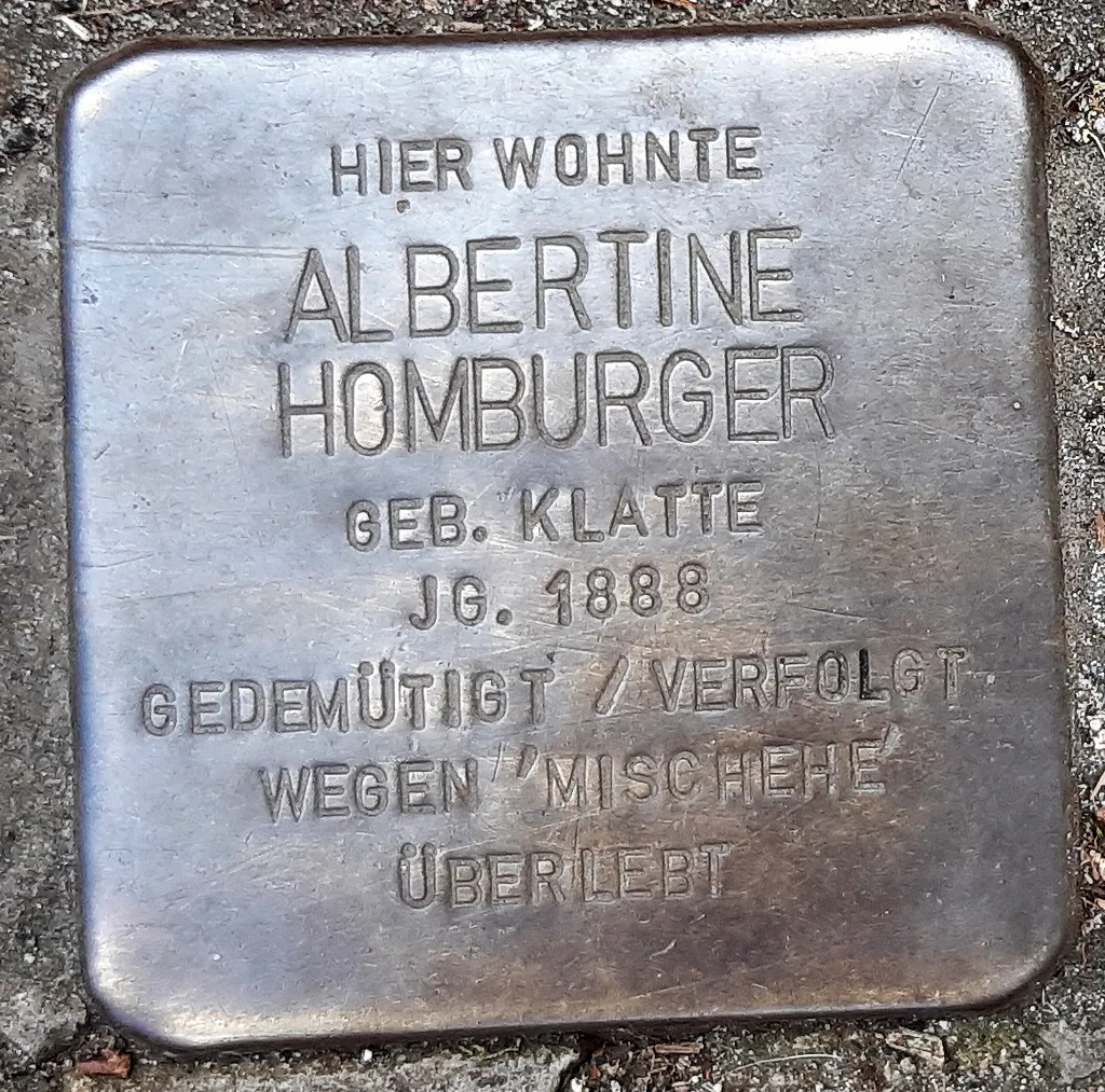 Stolperstein für Albertine Homburger in Freiburg, Goethestraße 14