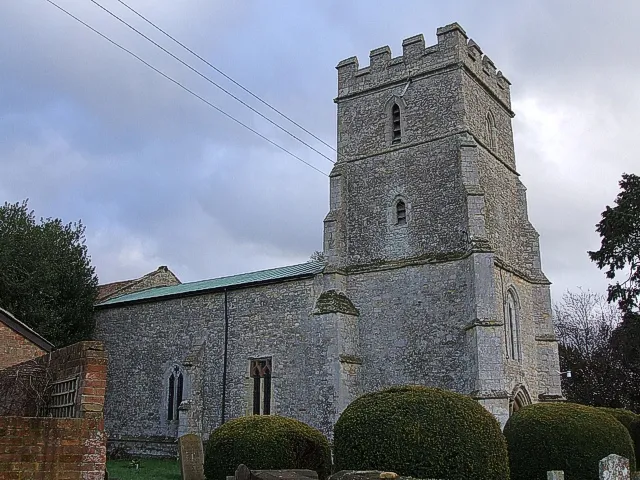 Nave and west tower of St John the Evangelist parish church, Radclive, Buckinghamshire, seen from the northwest
