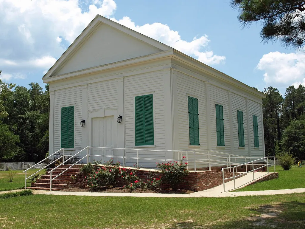 Montgomery Hill Baptist Church in Tensaw, Alabama, listed on the National Register of Historic Places