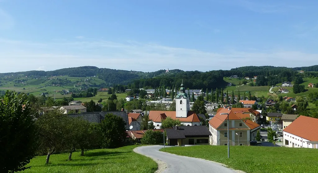 The village of Šmarje pri Jelšah. Parish church of the Virgin Mary. Slovenia