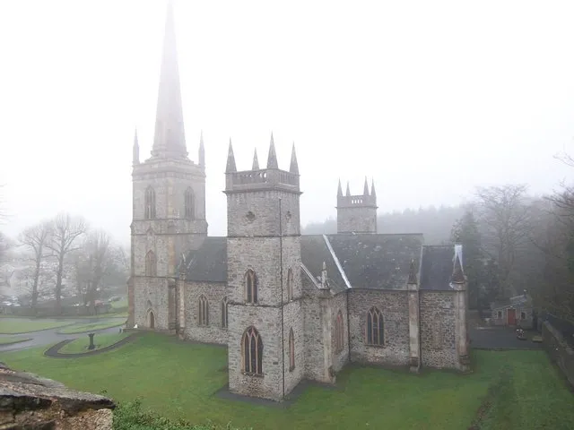 St Malachy's Parish Church, Hillsborough Viewed in the mist from Hillsborough Fort.