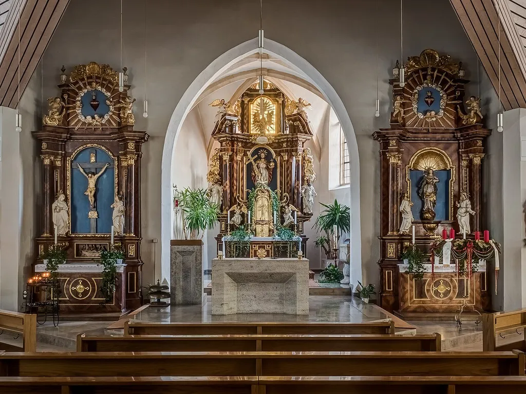 Altar of the Catholic parish church St.Peter and Paul in Kemmern near Bamberg