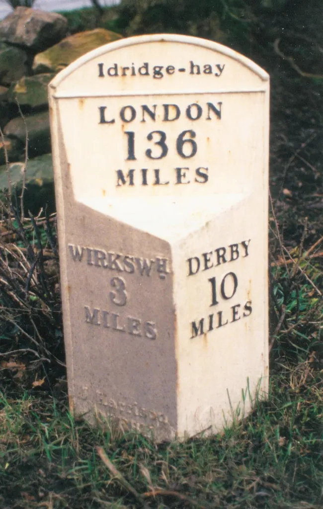 Old Milepost by the B5023 in Idridgehay