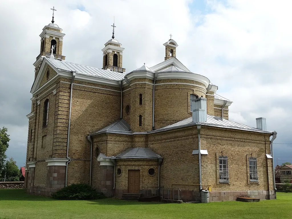 Vievis Catholic Church (backside view), Elektrėnai Municipality, Lithuania