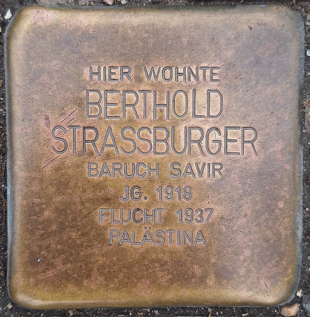 Hier wohnte, Berthold, Strassburger, Baruch Savir, Jg. 1918, Flucht 1937, Palästina
