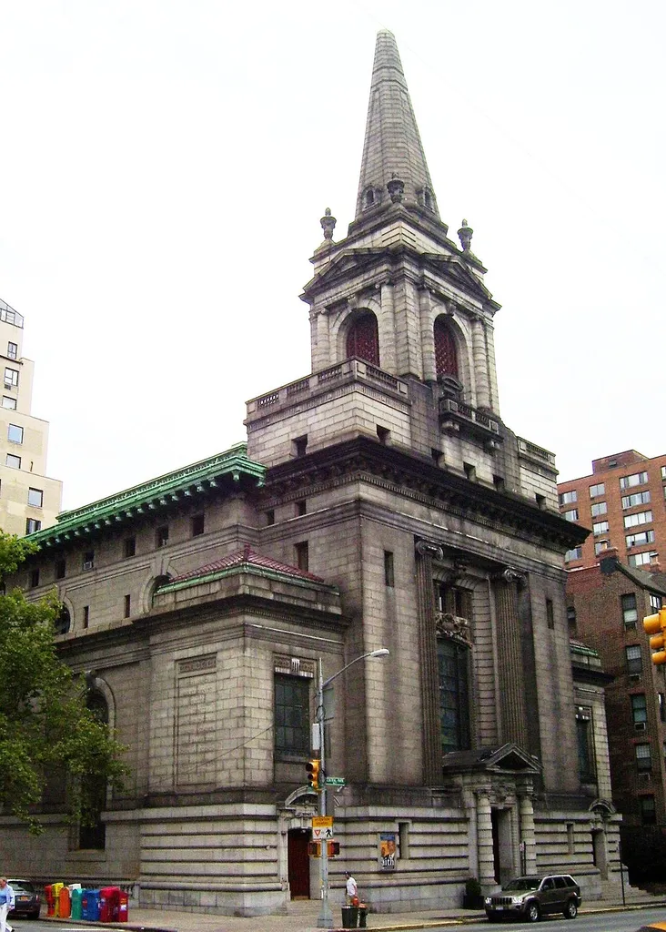 The Crenshaw Christian Center East was opened in 2001 by the Ever Increasing Faith Ministry, based in Los Angeles, in the former First Church of Christ, Scientist at 1 West 96th Street on the corner of Central Park West. The building was designed by Carrere &amp; Hastings in the style of Nicholas Hawksmoor (a combination of English Baroque and French Beaux-Arts detailing) and was built in 1899-1903. In 2003, the congregation, which had moved to the Second Church, put the building up for sale, and it was purchased by the ministry in 2004. The building, which features stained-glass windows by John LaFarge, was designated a NYC landmark in 1974. (Sources: Guide to NYC Landmarks (4th ed.), AIA Guide to NYC (4th ed.), From Abyssinian to Zion (2004) and "About Us: The Facility" on the Crenshaw Christian Center East website). In January 2018 the Children's Museum of Manhattan announced that it had acquired the building.