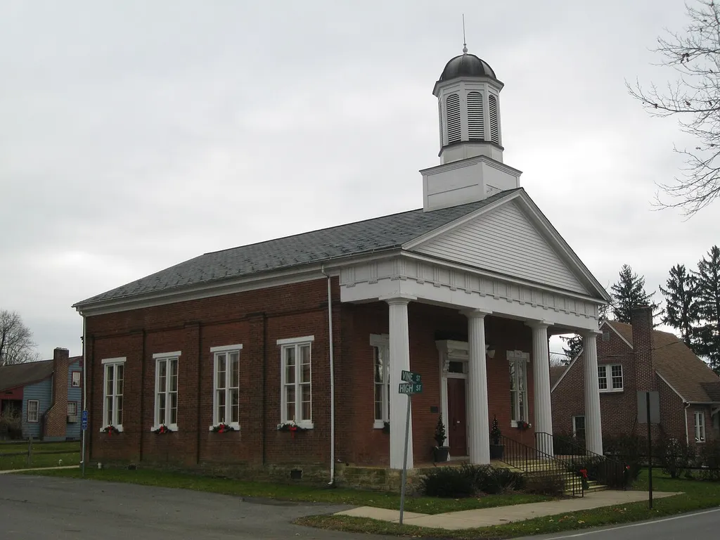 New Berlin Presbyterian Church in New Berlin, Pennsylvania in the United States of America. Built in 1843, added to the National Register of Historic Places in 1972.